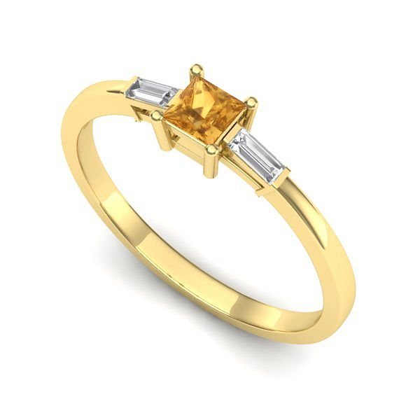 Inel logodna din aur galben cu citrin
