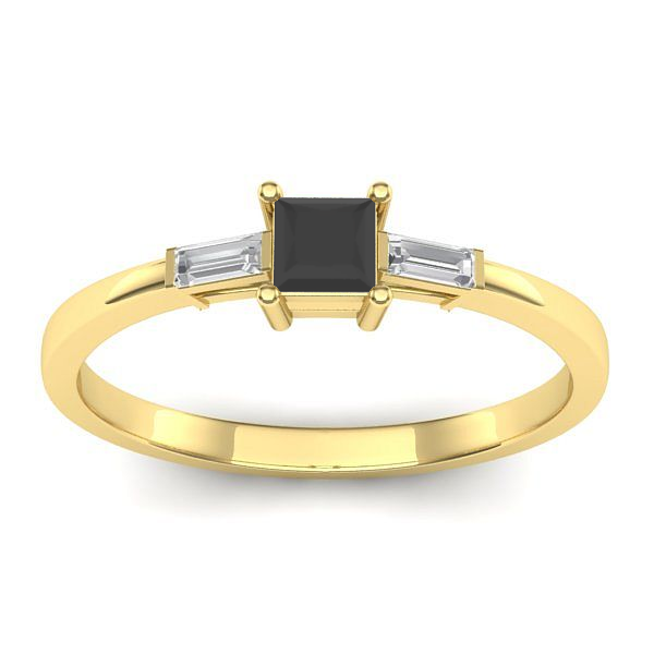 Inel logodna cu diamant negru patrat