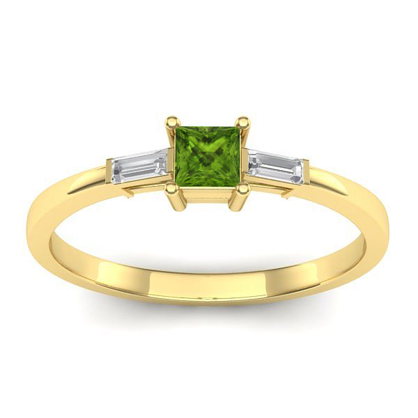 Inel de logodna cu peridot patrat