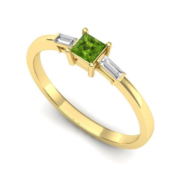 Inel logodna din aur galben cu peridot