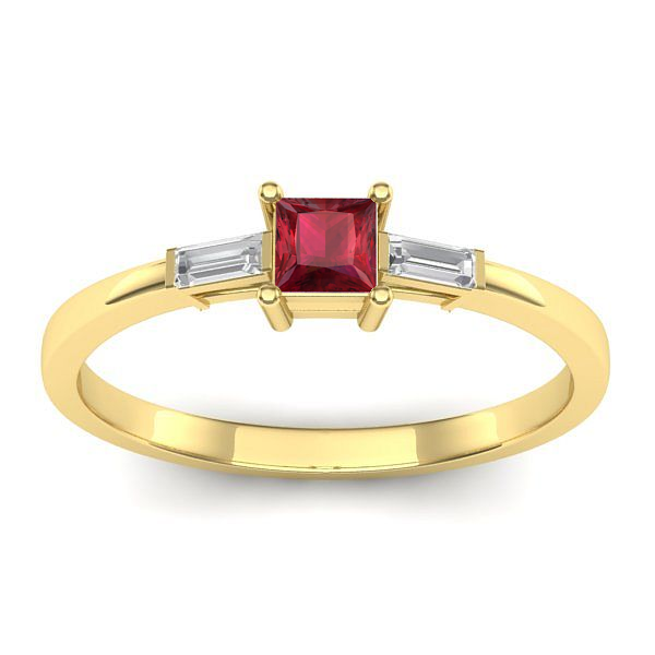 Inel logodna cu rubin patrat