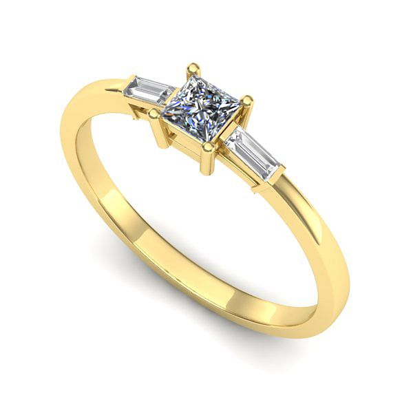 Inel de logodna din aur galben cu safir alb