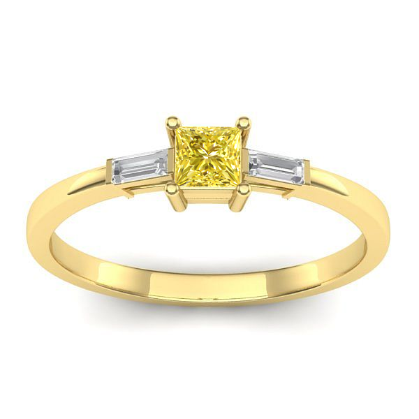 Inel cu safir galben patrat