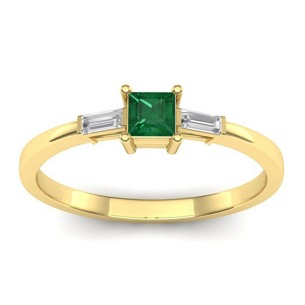 Inel de logodna cu smarald patrat