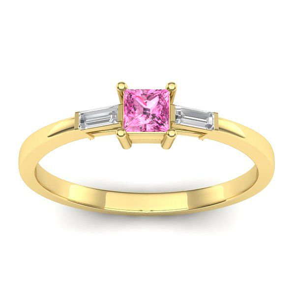 Inel de logodna cu safir roz patrat