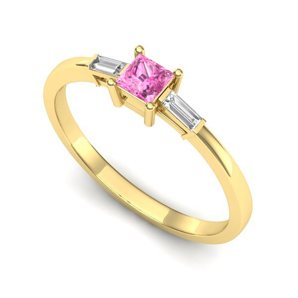 Inel din aur galben cu safir roz