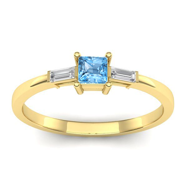 Inel cu topaz blue patrat