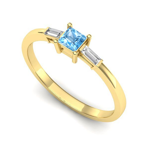 Inel de logodna din aur galben cu topaz blue