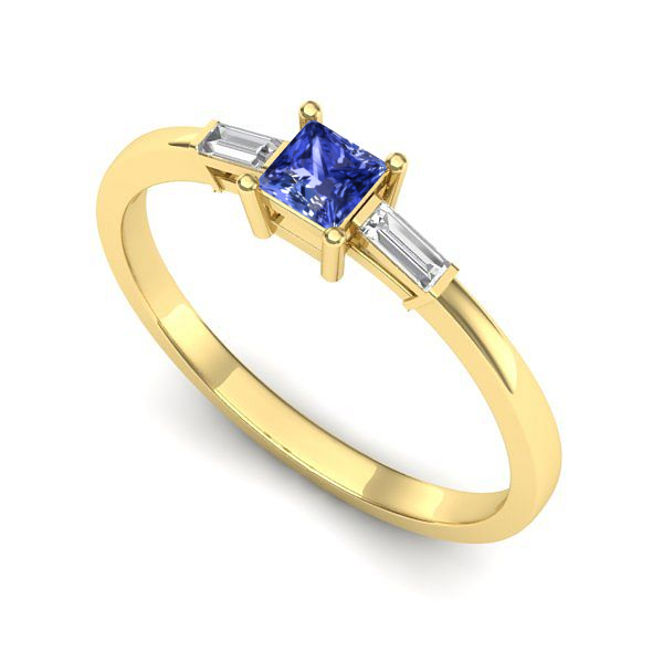 Inel de logodna din aur galben cu tanzanit