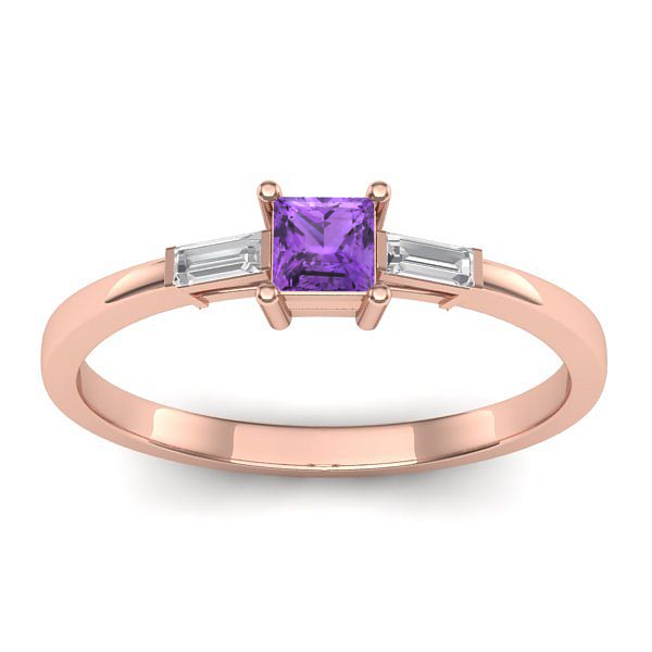 Inel logodna cu ametist patrat