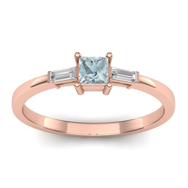 Inel cu aquamarin patrat