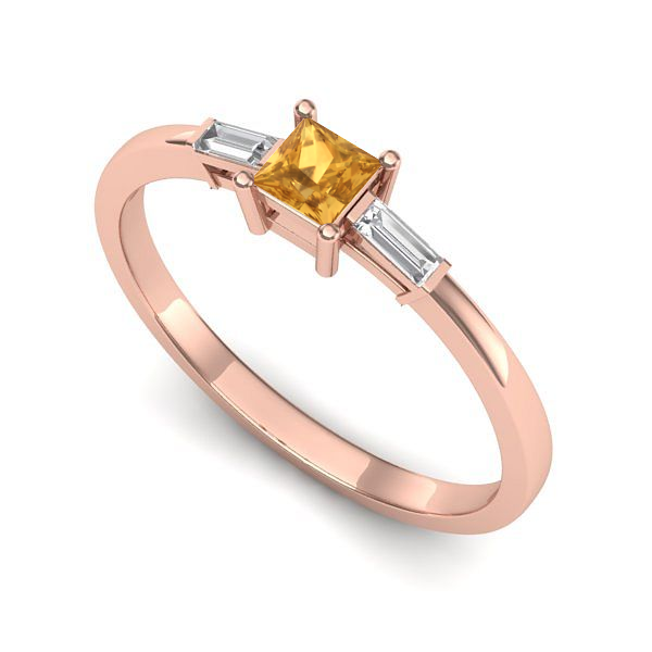 Inel din aur roz cu citrin