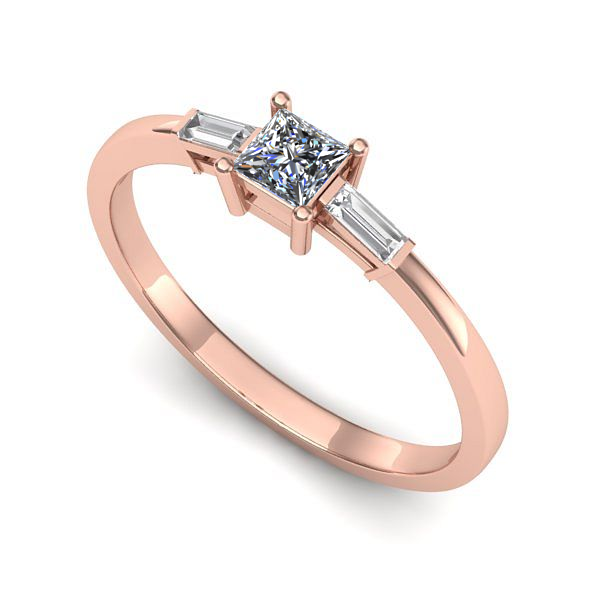 Inel din aur roz cu diamant