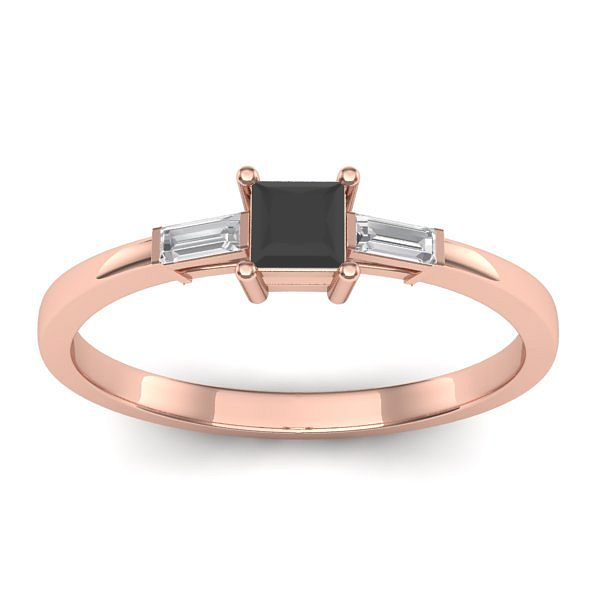 Inel de logodna cu diamant negru patrat