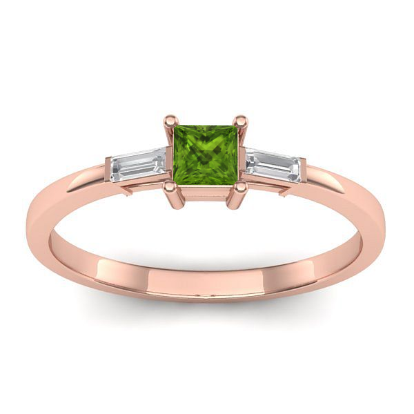 Inel cu peridot patrat