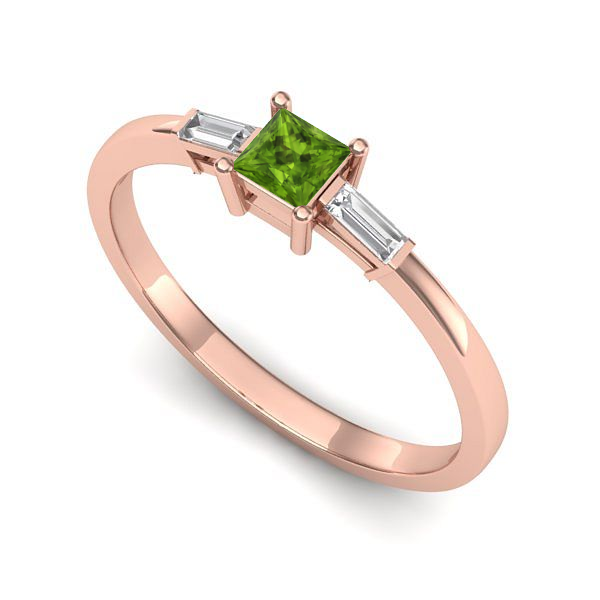 Inel din aur roz cu peridot