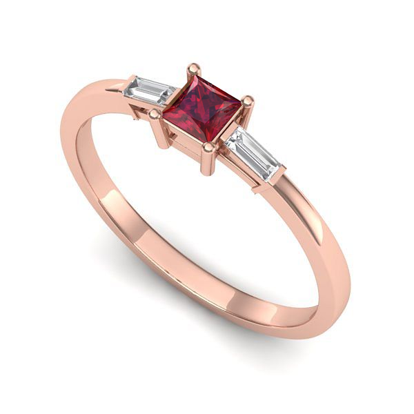 Inel logodna din aur roz cu rubin