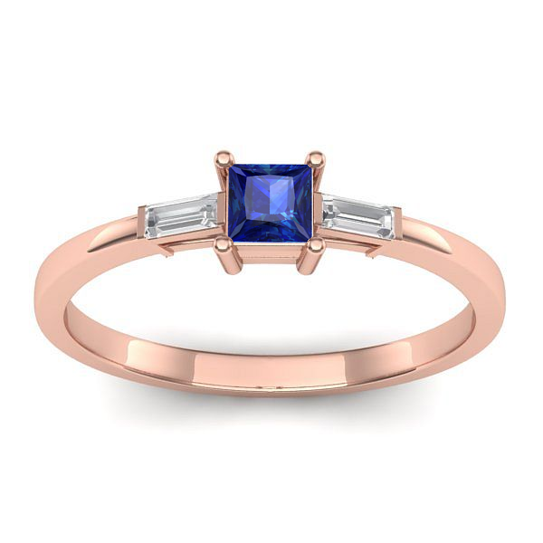 Inel cu safir patrat