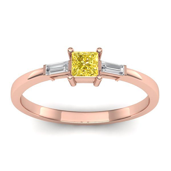 Inel de logodna cu safir galben patrat