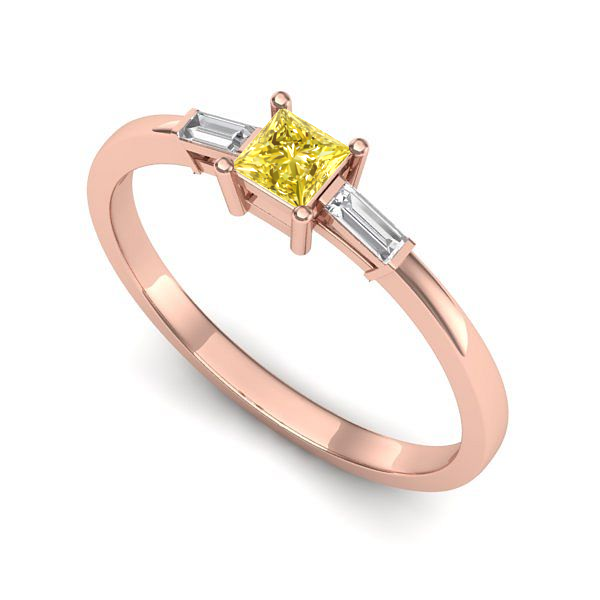 Inel din aur roz cu safir galben