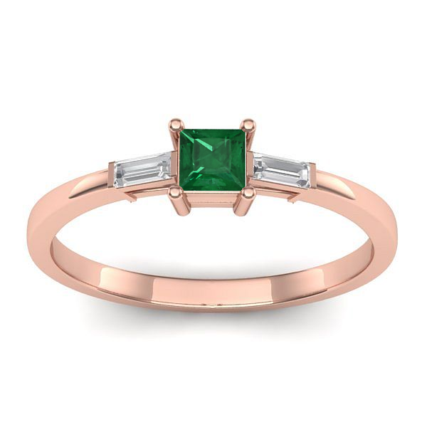 Inel logodna cu smarald patrat