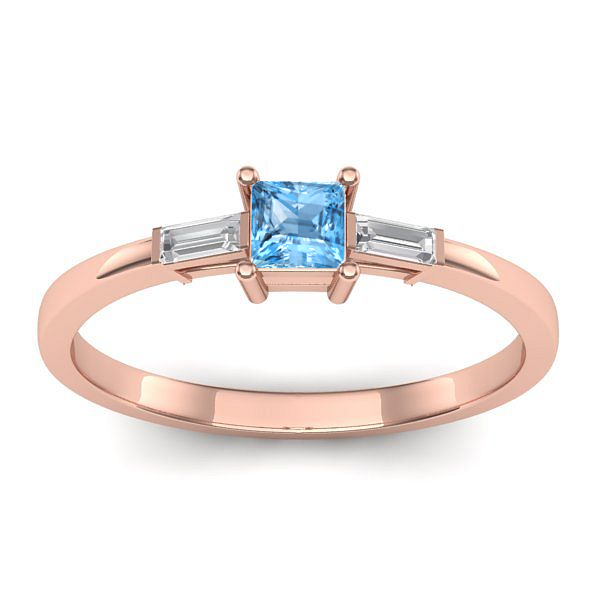 Inel logodna cu topaz blue patrat