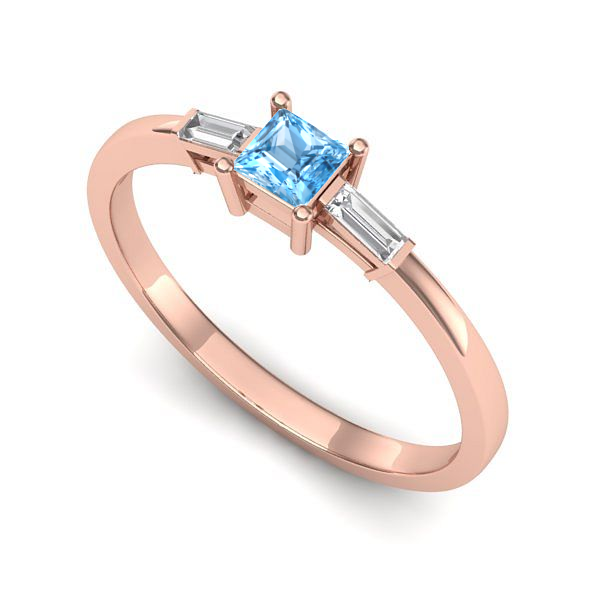 Inel din aur roz cu topaz blue