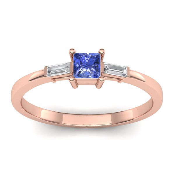 Inel de logodna cu tanzanit patrat