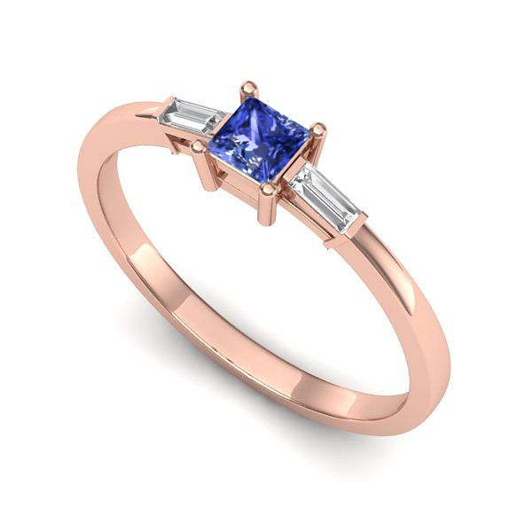 Inel din aur roz cu tanzanit