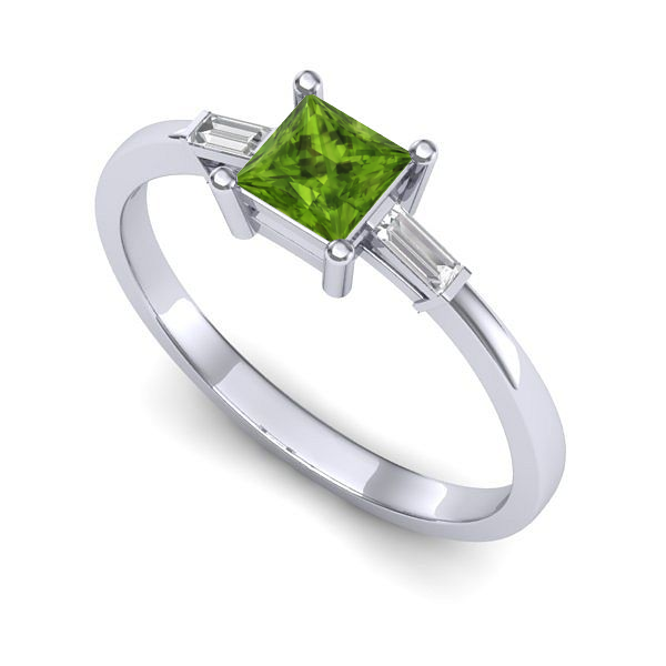 Inel din aur alb cu peridot