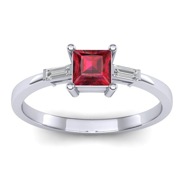 Inel de logodna cu rubin patrat