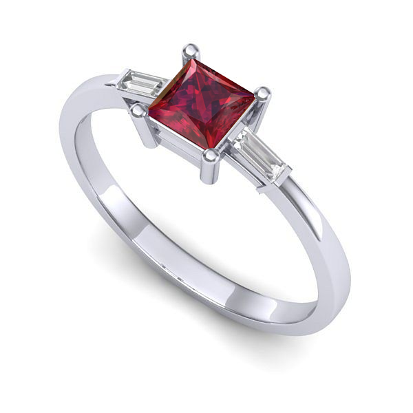 Inel de logodna din aur alb cu rubin