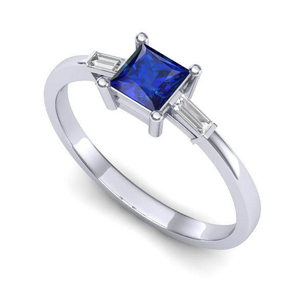 Inel din aur alb cu safir