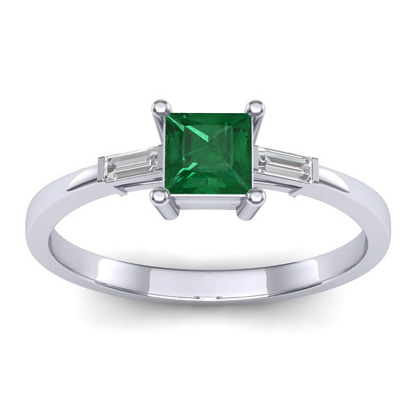 Inel cu smarald patrat