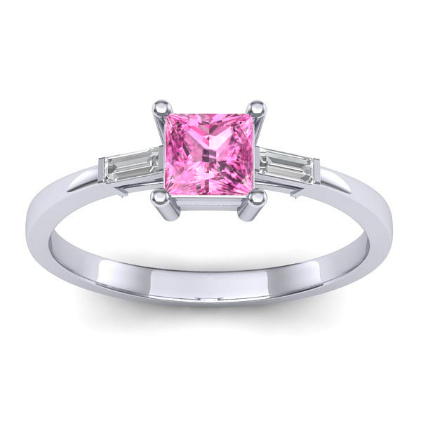 Inel de logodna cu safir roz patrat