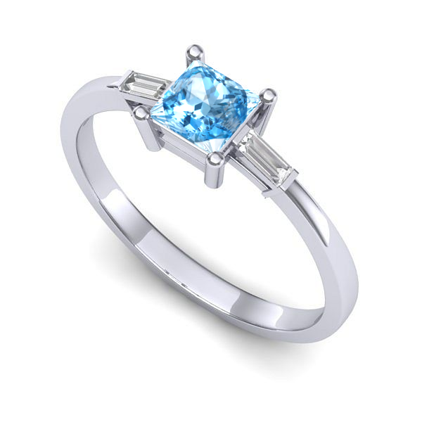 Inel din aur alb cu topaz blue