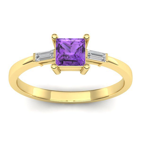 Inel de logodna cu ametist patrat