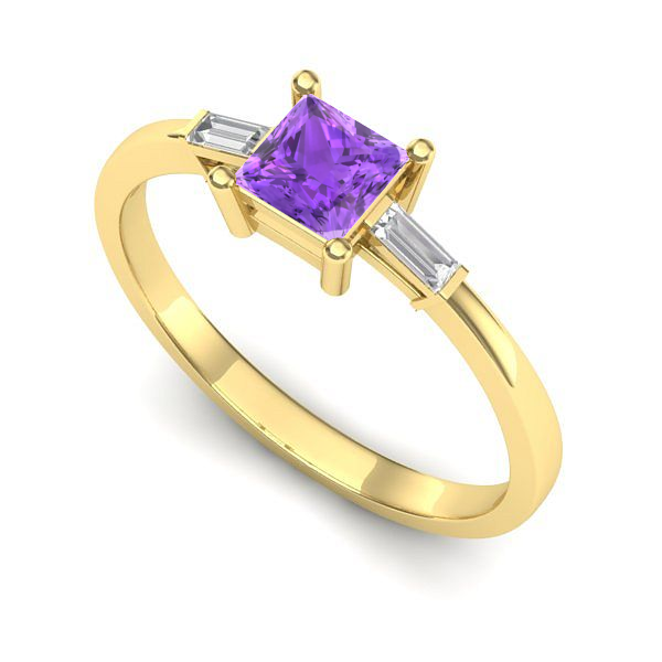 Inel de logodna din aur galben cu ametist