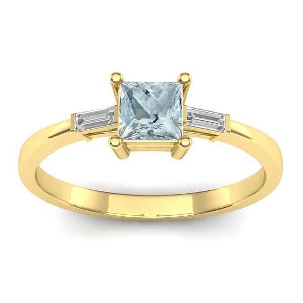 Inel de logodna cu aquamarin patrat