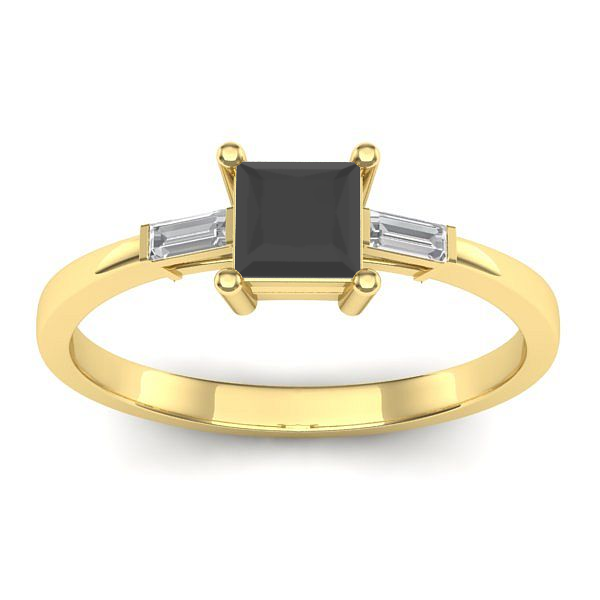 Inel de logodna cu diamant negru patrat