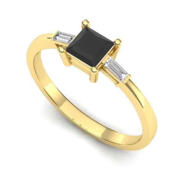 Inel din aur galben cu diamant negru