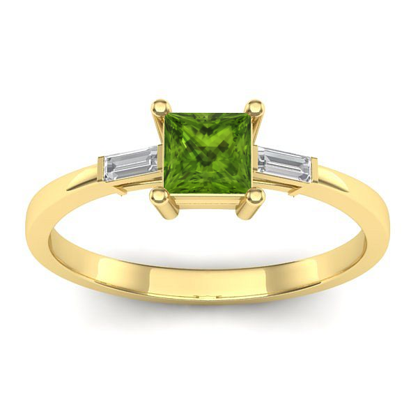 Inel logodna cu peridot patrat