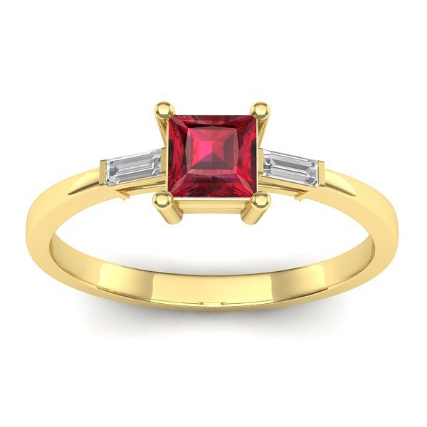 Inel cu rubin patrat