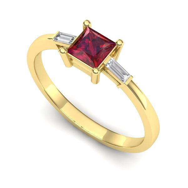 Inel logodna din aur galben cu rubin