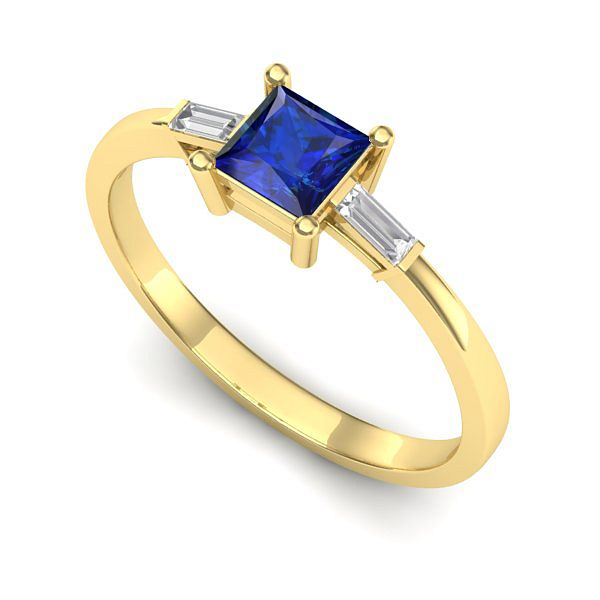 Inel logodna din aur galben cu safir