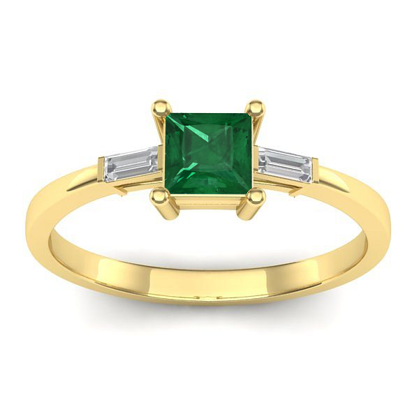 Inel cu smarald patrat