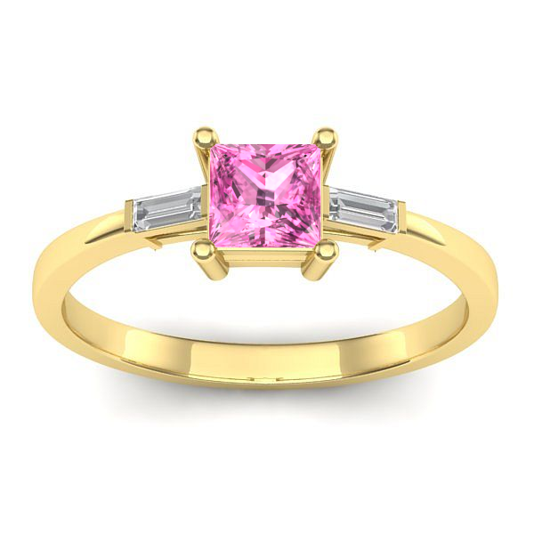 Inel logodna cu safir roz patrat