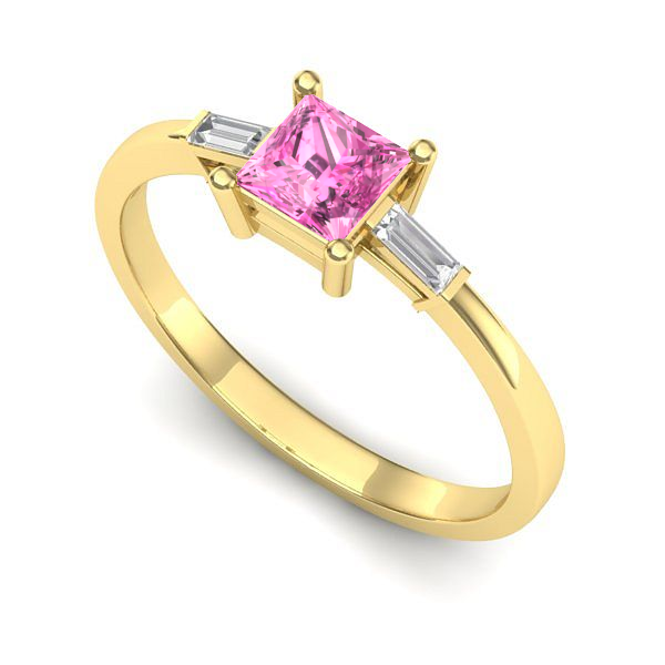 Inel de logodna din aur galben cu safir roz