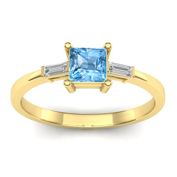 Inel logodna cu topaz blue patrat