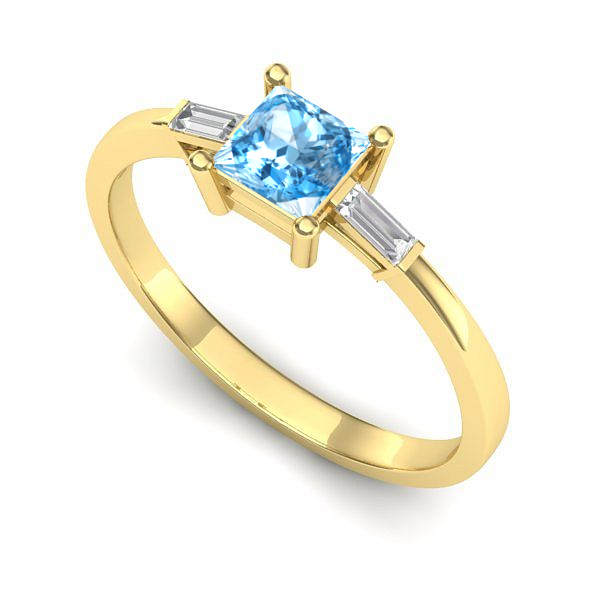 Inel de logodna din aur galben cu topaz blue